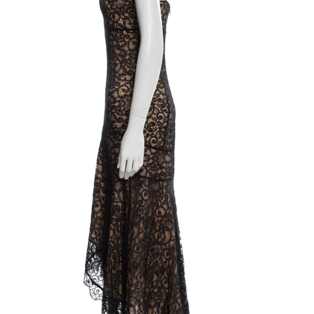 Nicole by Nicole Miller Black and Tan Asymmetrical High-Low Cocktail Dress - Picture 3 of 3